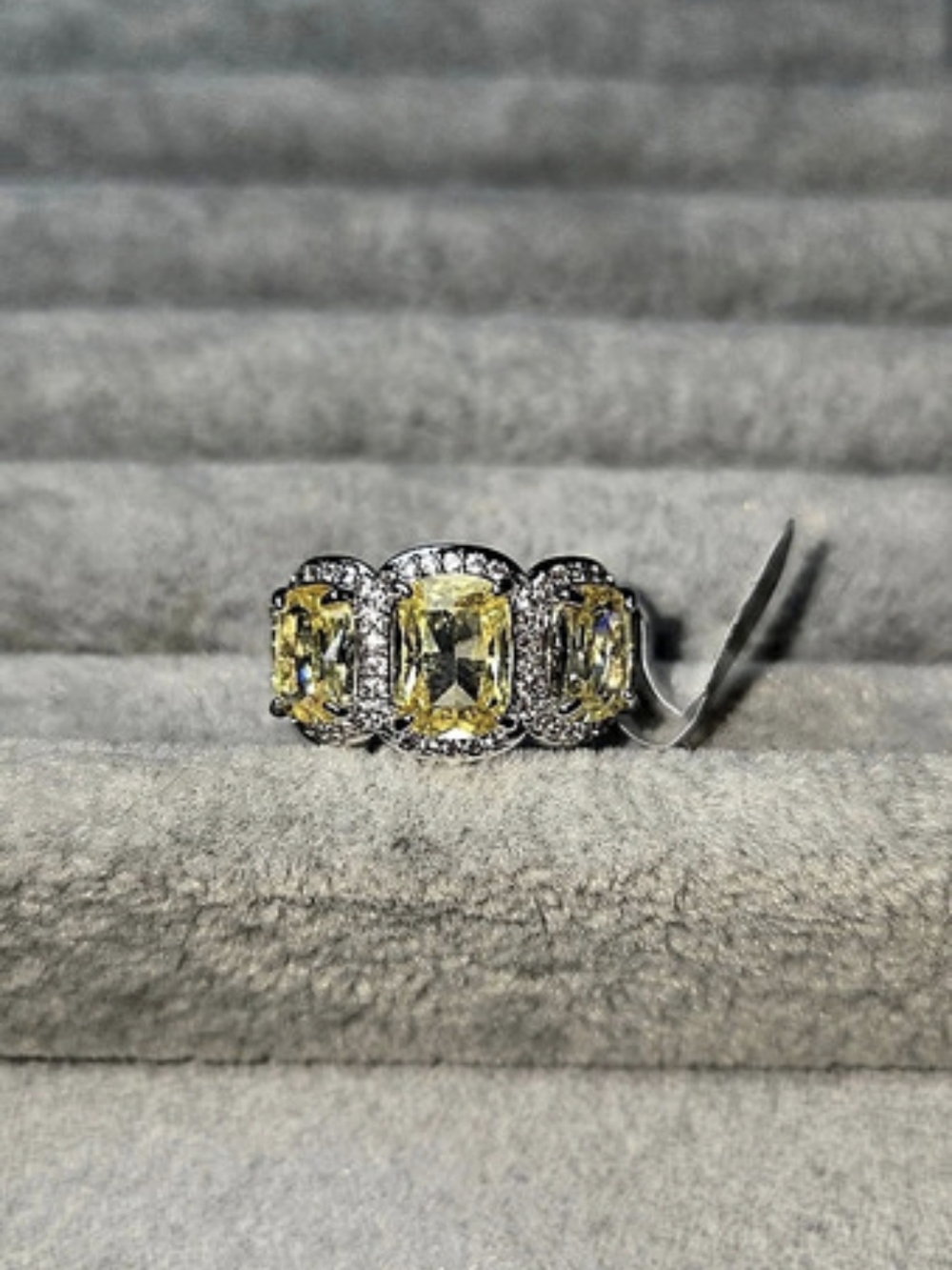 New Size 7 Lemon Cubic Zirconia Rhodium Plated Bomb Party Ring RG19419